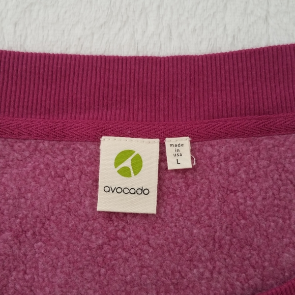 Avocado Cropped Raw Edge Maroon Sweatshirt - Picture 6 of 7